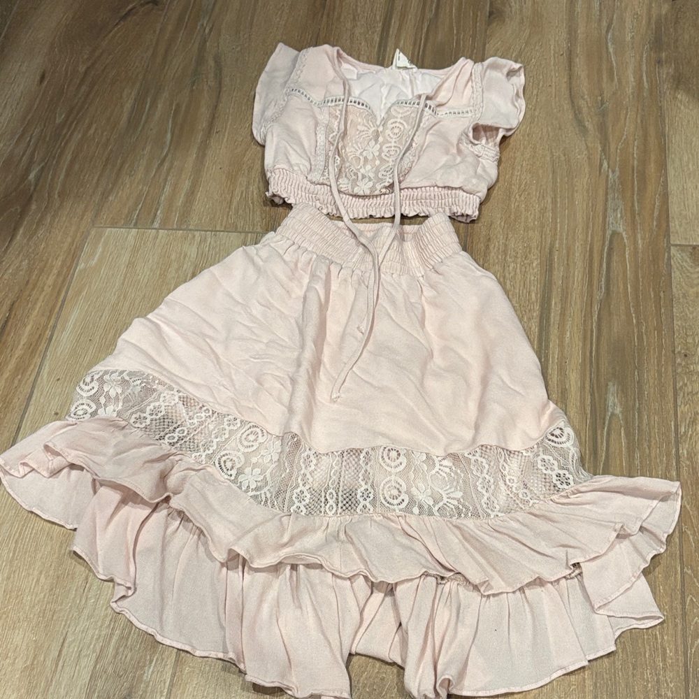 Joyfolie Blush Pink Lace Kids Dress Set